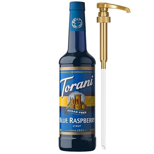 Torani Sugar Free Syrup, Blue Raspberry, Zero-Calorie Flavoring for Drinks, Pump Included, 25.4 Oz - Image 1