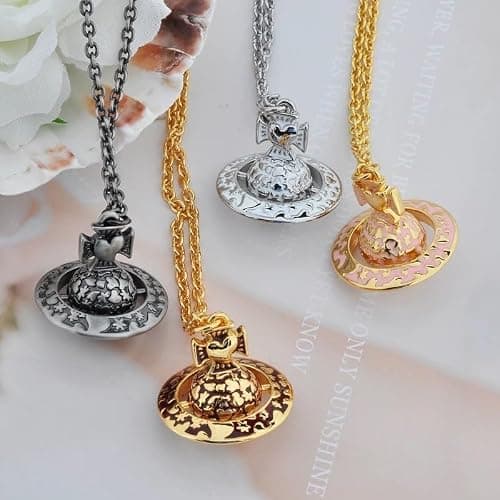 ZHAOZHAO Saturn Necklace for Women - Sky Star Saturn Planet Pendant(Silver+Black) thumbnail 6