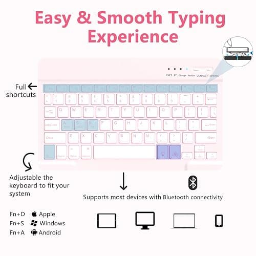 MMK iPad Pro 11 inch Case with Keyboard (2025 M5 / 2024 M4), Magnetic Wireless Detachable Keyboard, for iPad Pro 11 inch 2025/2024 with Pencil Holder - Pink thumbnail 5