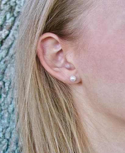 14K Gold Filled Polished Small CZ Pearl Ball Stud Earrings Set for Women Men 20G Surgical Steel Hypoallergenic Piercing Studs for Sensitive Ear, Pack of 6 Pairs thumbnail 7