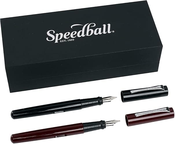 Speedball 002907 Calligraphy Fountain Pen Gift Set, Black - Image 1