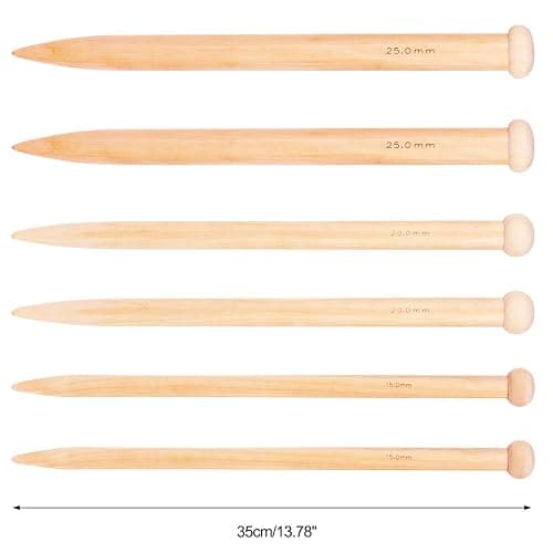 Coopay Big Knitting Needle 20mm, Huge Bamboo Knitting Needle for Chunky Wool and Larger Knitting Project, Wooden Jumbo Straight Knitting Pins for Arthritic Fingers, Lightweight Solid Wood, 35cm Long thumbnail 4