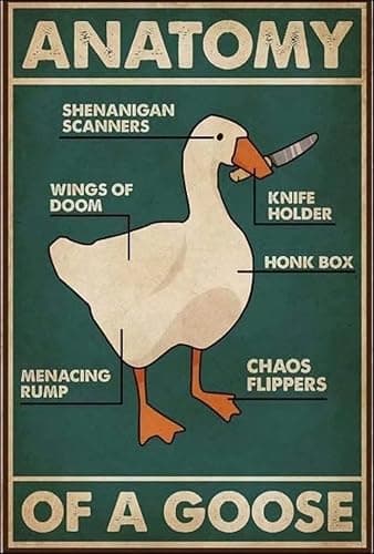 Goose Knowledge Retro Metal Tin Sign Anatomy Of A Goose Poster Restaurant Cafe Living Room Kitchen Bathroom Home Art Wall Decoration Plaque Gift