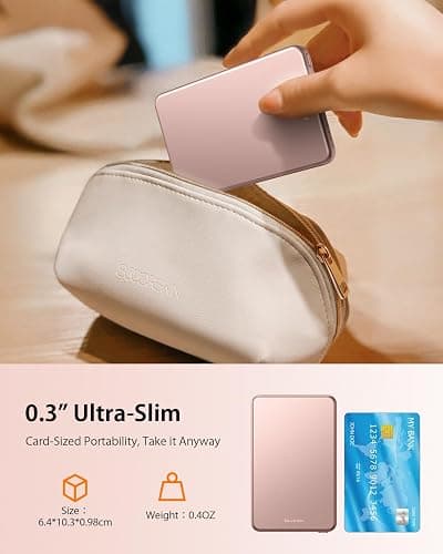 [0.3" Ultra Slim] [Alloy-Made] ULiXWH for Magsafe Portable Charger for iPhone, 2026 Upgrade 5000mAh Fast Charging Magnetic Power Bank, Wireless Battery Pack for iPhone 17 Air 16 15 Pro Max 14 13, Pink thumbnail 2