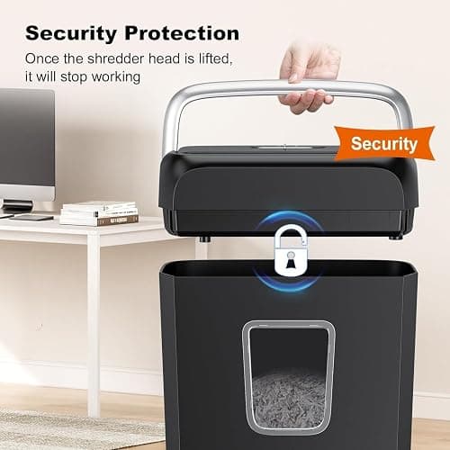 Bonsaii 6-Sheet Cross Cut Paper Shredder for Home, 3.4 Gal Bin | P-4 Security Level, Shreds Credit Cards, Staples & Paper Clips, with Portable Handle, Small Shredder for Home Office，C237-B thumbnail 8