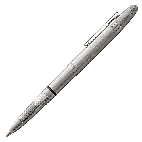 Fisher Space Pen Brushed Chrome Bullet Space Pen, Ballpoint, Brass, Black Ink, Pocket Clip, Gift Box - Image 1