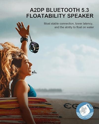 comiso Waterproof Speaker with Robust Bass, Shower Speaker with Dynamic Light, TWS Mode, Loud HD Sound, IP67 Waterproof, 2000mAh, Portable Wireless Speakers for Home, Outdoor/Kayak, Gift for Unisex. thumbnail 4