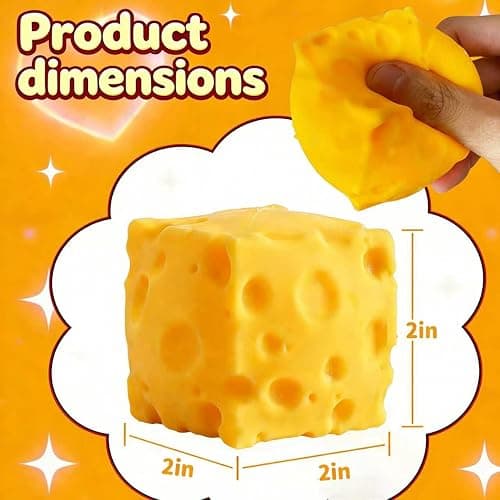 Yellow Cheeses Squeeze Toy, Easter Basket Stuffers for Kids Teens, Soft Simulation Food Squeeze Toy, Cute Desk Decor, Birthday Gift for Girls Boys, Office Classroom Fidget Pack thumbnail 2