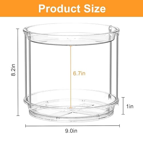 360 Rotating Makeup Organizer, 2 Tier Skincare & Perfume Holder for Bathroom Counter, Clear Spinning Vanity Tray, Lazy Susan Turntable Organizer for Dresser, Kitchen Cabinet thumbnail 3