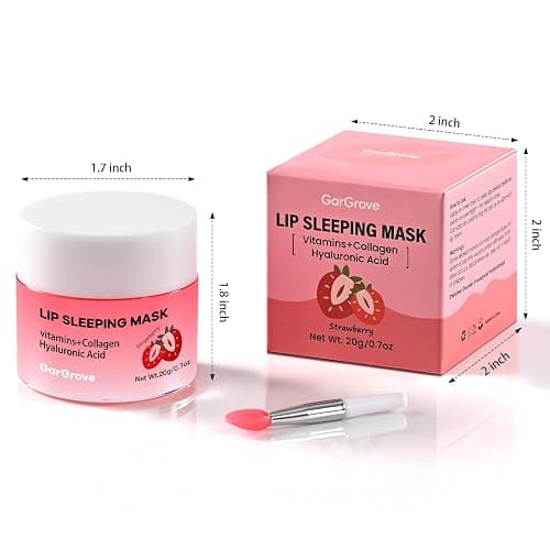 GarGrove Strawberry Lip Sleeping Mask with Collagen, Lip Butter Balm with Hyaluronic Acid & Vitamins A,E for Deep Hydration, Lip Moisturizer with Shea Butter & Meadowfoam Seed Oil for Dry Cracked Lips thumbnail 7