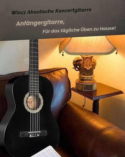 Winzz Konzertgitarre 4/4 Erwachsene, Klassische Gitarre Anfänger Set für Kinder ab 11+ Jahre - Schwarz Glänzend (39 Zoll) thumbnail 5