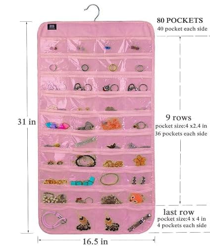 BB Brotrade Hanging Jewelry Organizer,Accessories Organizer,80 Pocket Organizer for Holding Jewelries thumbnail 3