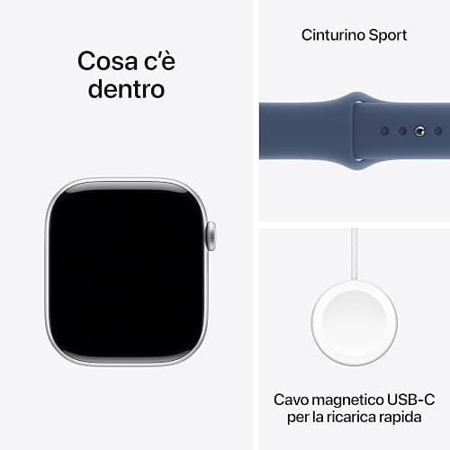 Apple Watch Series 10 GPS 46 mm Smartwatch con cassa in alluminio e cinturino Sport Loop Denim - M/L. Fitness tracker, app ECG, display Retina always-on, Carbon Neutral thumbnail 6