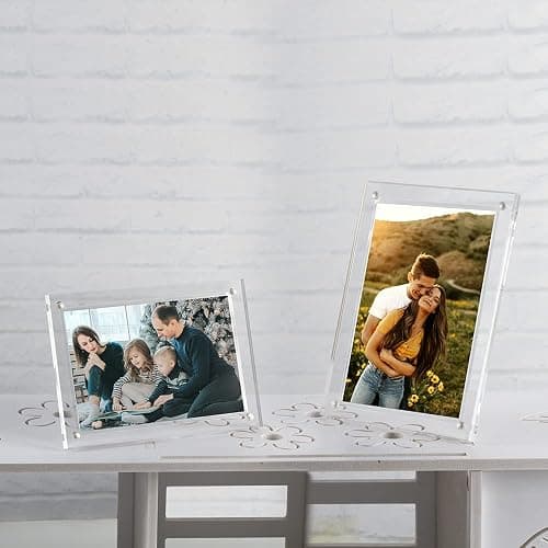 ECOSEAO Acrylic Picture Frames 6x8 Inches - 5 Pack Clear Magnetic Picture Frame Desktop Display with Photo Frame Support Stand Best Gift for Family, Baby, Thanksgiving thumbnail 6