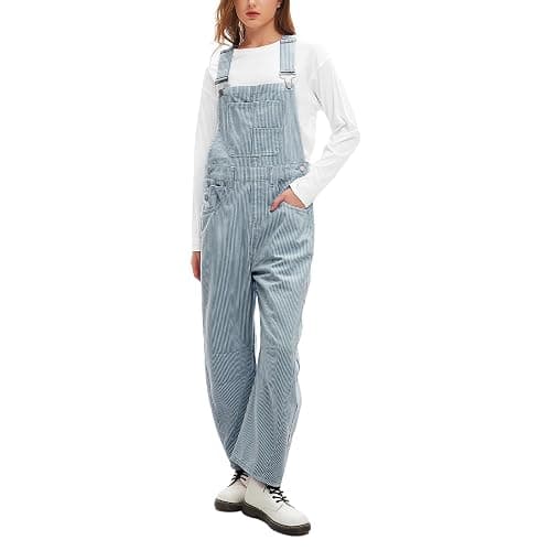 Kedera Women's Striped Bib Overall Barrel Casual Baggy Overall Pants Jumpsuits Adjustable Wide Leg Jumpsuits with Pockets thumbnail 2