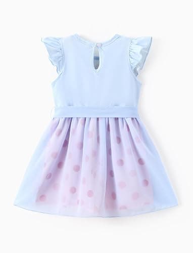 Disney Princess Frozen Elsa Minnie Mouse Stitch Toddler Girl Romper With Skirt Overlay Summer Jumpsuit with Bow 2-6 Years thumbnail 4