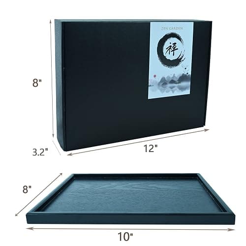 Yoquare Mini Zen Garden, White Sand, 10" x 7" Rectangular Plastic Tray with Meditation Accessories thumbnail 3