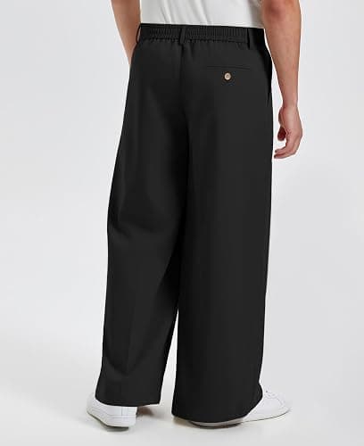 Susclude Mens Baggy Wide Leg Pants Pleated A Line Slacks Loose Casual Dress Pants Old Money Oversized Y2K Stylish Trousers thumbnail 2
