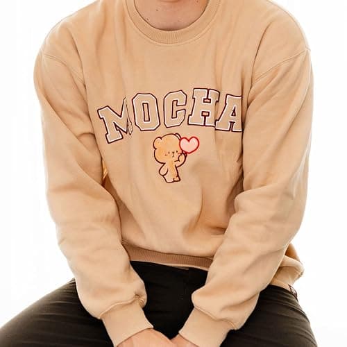 Milkmochabear Official Milk and Mocha Oversized Varsity Crewneck Casual Unisex Sweatshirt Soft Embroidered Men Women thumbnail 4