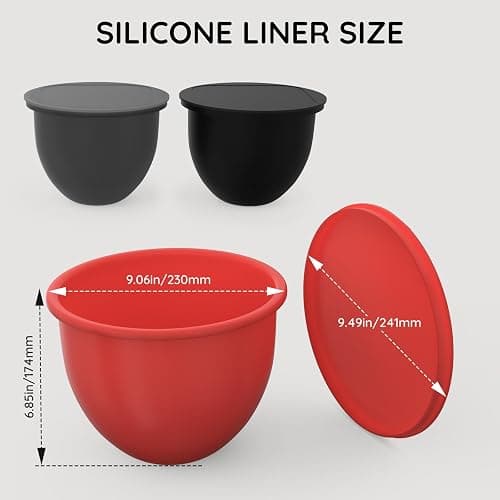 Uitwetu Silicone Liners for KitchenAid Tilt-Head 5QT Stand Mixers, Mixing Bowl Liner Replacement for Kitchen Aid 4.5-5 QT Mixer Attachments & Accessories, 3-Pack Liners with 3 Lids, Dishwasher Safe thumbnail 3