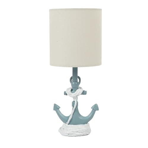 Decor Therapy Anchor Resin Accent Lamp, Easy on/Off Push-Through Light Switch, Coastal Style, Energy Efficient, 40W, Sky Blue - (8" D x 8" W x 16" H) - Image 1