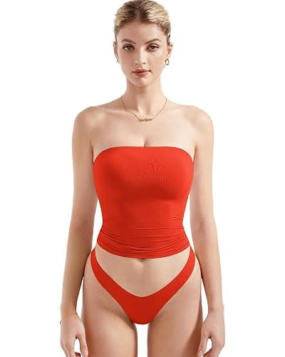 SUUKSESS Women Sexy Tube Top Summer Y2K Going Out Double Lined Basic Tank Top - Image 1