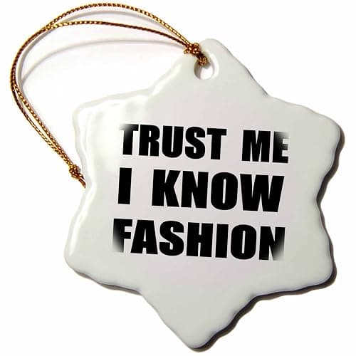 3dRose orn_195604_1 Trust Me I Know Fashion-Fun Fashionista and Designer Humor-Funny-Snowflake Ornament, Porcelain, 3-Inch - Image 1