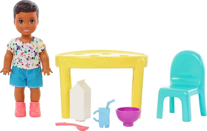 Barbie Skipper Babysitters Inc Small Doll and Accessories Playset with Toddler Boy Doll, Table, Chairs and 4 Food-Themed Pieces thumbnail 3