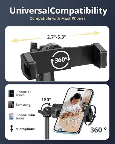 UBeesize 12'' Selfie Ring Light with 62’’ Tripod Stand for Video Recording, Live Streaming(YouTube, Instagram, TIK Tok), Compatible with Phones, Cameras and Webcams thumbnail 6