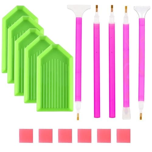 BinarySky 16 PCS Diamond Painting Tools Set | Accessories with Pen, Glue Clay, and Plastic Trays for DIY Diamond Painting - Image 1