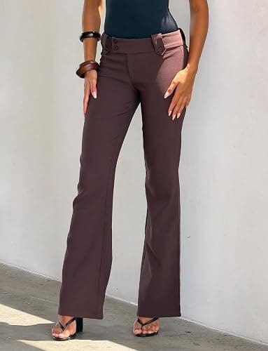 Tiger Mist Women's Kittie Low-Rise Trousers with Buttoned Waistband and Flare Leg thumbnail 6