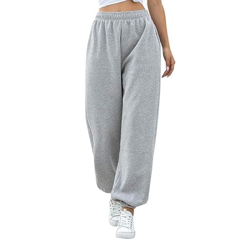 Nuofengkudu Women's Plain Tracksuit Bottoms Harem Joggers Pants with Pockets Tapered Leg Sweatpants Running Workout Casual Lounge Wear thumbnail 4
