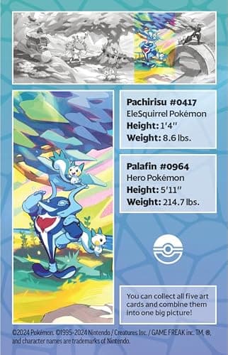Pokémon TCG: Vibrant Paldea Mini Tin – Palafin & Pachirisu (2 Booster Packs, 1 Sticker Sheet) thumbnail 5