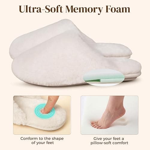 Snug Leaves Women's Fuzzy Scuff Slippers Memory Foam Non-slip House Shoes | Plush Faux Fur, Effortless Slide-on, Pillow Soft Cushion, Anti-slip TPR Sole, Multi Sizes, Diverse Shades thumbnail 3