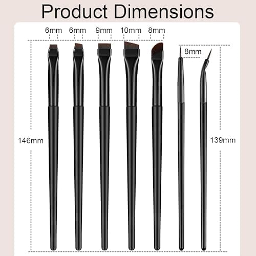 Rytrre 7 Pcs Eyeliner Brush, Angled Flat Definer Eye Liner Makeup Brushes, Ultra Fine Bent Pencil Point Eyeliner Brushes for Precision Liner thumbnail 6