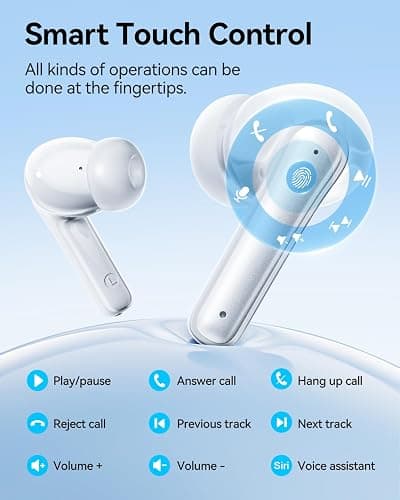 JGUG Wireless Earbuds, Bluetooth Ear Buds Headphones with LED Charging Case, Deep Bass Stereo Sound, 40 Hours Playtime, IP7, Lightweight in-Ear Earphones for iPhone Android Sports Workout - A-Silver thumbnail 4