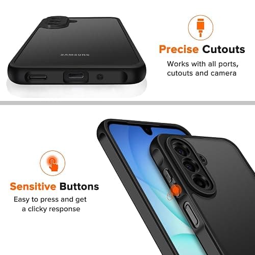 ivoler 3 in 1 Case for Samsung Galaxy A18 / A17 with 2 Pieces Tempered Glass,[Military Protection] Translucent Anti-Shock Protective Cover-Black thumbnail 7