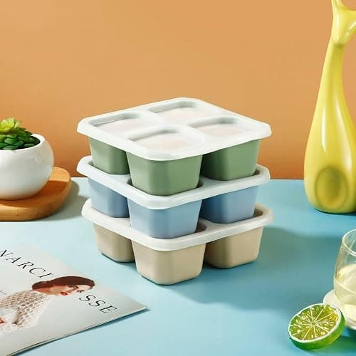 PandaEar 3 Stück Snackbox mit Fächern Kinder– Silikon Snack box mit Deckel für Kinder & Erwachsene – 4-geteilte Bento Snackdose Snackbehälter wiederverwendbar für Arbeit & unterwegs, bpa frei thumbnail 5