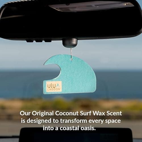 ulu Lagoon Hanging Car Air Freshener | Tropical Beach Coconut Surf Wax Scent Mini Wave | Long Lasting Car Freshener, Closet and Beyond | Made In USA | 3 Pack (Blue) thumbnail 2