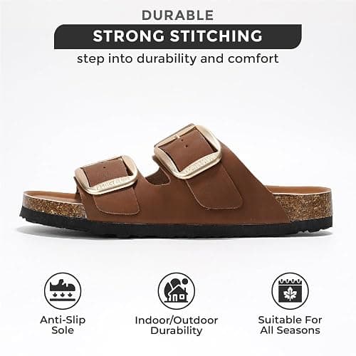Project Cloud Genuine Leather Flat Sandals for Women 2025 Comfortable Beach Essentials Womens Sandals Memory Foam Vacation Essentials Slides for Women Footwear (Santorini) thumbnail 4