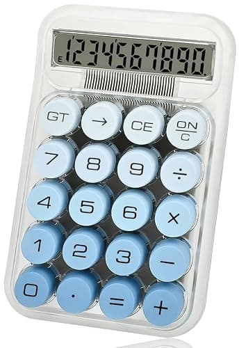 HUTUDD Cute Calculator, Mechanical Switch Calculator, Calculators Desktop 10 Digits, Desk Calculators with Big Buttons and LCD Display, Battery Power, Ideal for School Home Office Basic(Blue) - Image 1