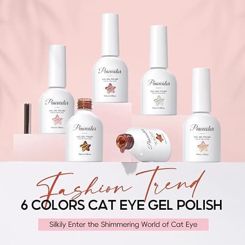 PEACECOLOR UV Nagellack Cat Eye UV Gel 10ML - 6 Farben Silber Rosa Nude Braun Gellack mit Magnet Cat Eye Nagellack Gel Nail Polish Soak Off Maniküre Nail Art Salon DIY thumbnail 8