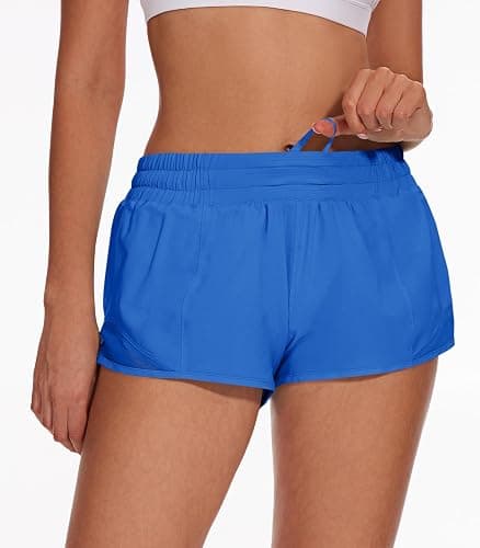 AugIris Athletic Running Shorts for Women with Zipper Pocket,Soft Lightweight Gym Workout Shorts with Mesh Liner Quick Dry thumbnail 2
