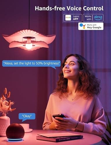 Lepro AI Smart Bulb B22, Music Sync Bayonet WiFi Bulb, Colors Changing Light Bulb Works with Alexa & Google Assistant, 806lm, App & Voice Control, Personalized AI Lighting Designer thumbnail 5