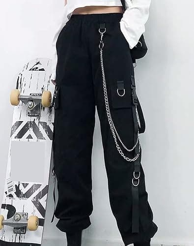 Kisswow Women’s Cargo Pants with Chain – Utility Streetwear Pants, Casual Joggers for Modern Style thumbnail 5