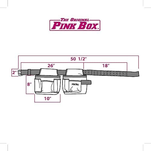 The Orignal Pink Box 2-Pouch 10-Pocket Canvas Tool Belt with Hammer Loop, and Adjustable Waist, Pink thumbnail 3