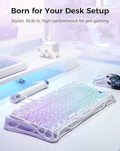 GravaStar Mercury K1 Lite 75% Gaming Keyboard, 2.4GHz/BT/Wired Tri-Mode Wireless Keyboard, Clear Keycaps Gasket Hot Swappable Mechanical Keyboard, Pre-lubed Linear Switches, RGB Backlit-Crystal Aurora thumbnail 2