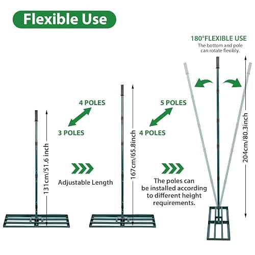 Lawn Leveling Rake,Stainless Steel Lawn Leveler with 30”x10” Ground Plate, 78” Adjustable Long Handle, Level Yard Tool for Grass, Golf Field, Level Soil or Dirt Ground Surfaces-Green thumbnail 6