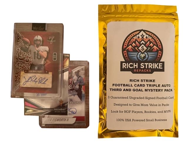 Rich Strike Football Card Triple Auto Third and Goal Mystery Pack. 3 Guranteed Autograph Football Cards. thumbnail 8