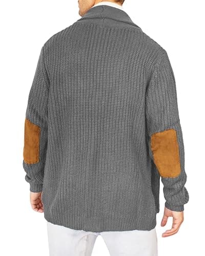 Runcati Men's Shawl Collar Cardigan Sweater Multi-Color Button Down Knitted Sweaters with Pockets thumbnail 4